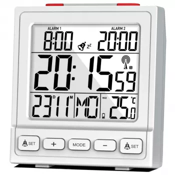 MEBUS 56813 digitaalinen herätyskello - valkoinen - suorakaiteen muotoinen - 12/24 h - °C/°F