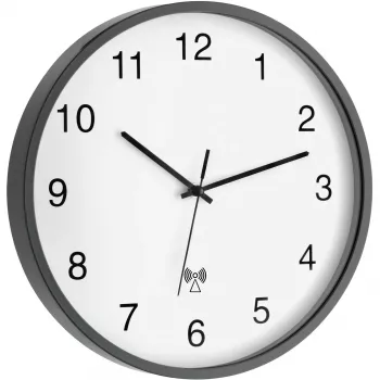 TFA 60.3511.10 radio-seinäkello, pyöreä, harmaa/valkoinen, muovi/lasi, klassinen muotoilu