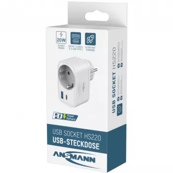 ANSMANN USB-laturi HS220 20W USB-C Power Delivery 3.0 valkoinen