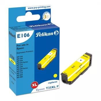 Pelikan E106 -yhteensopiva mustekasetti keltainen High Yield (XL) Epson XP-530/540/630/635/640/645/710/830/900 - 1 kpl:n pakkaus