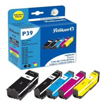 Pelikan P39 yhteensopiva mustepatruuna 5 kpl:n pakkaus Epson 33XL (musta, syaani, magenta, keltainen, valokuvamusta)