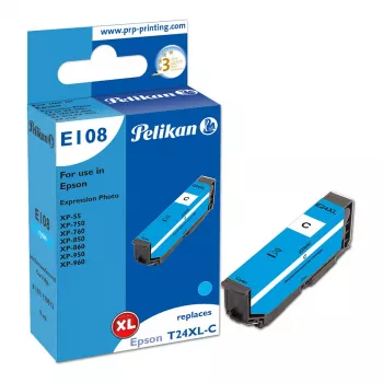 Pelikan E108 yhteensopiva mustepatruuna syaani High Yield (XL) Epson Expression Photo XP-55/XP-750/XP-760/XP-850/XP-860/XP-950/XP-960 - 1 kpl:n pakkaus