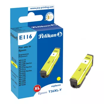Pelikan E116 yhteensopiva mustepatruuna keltainen High Yield XL Epson 26XL