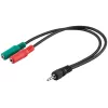Goobay 3,5 mm kuulokeadapterikaapeli, 4-napainen TRRS-pistoke 3-napaiseen TRS-liittimeen, 15 cm, musta