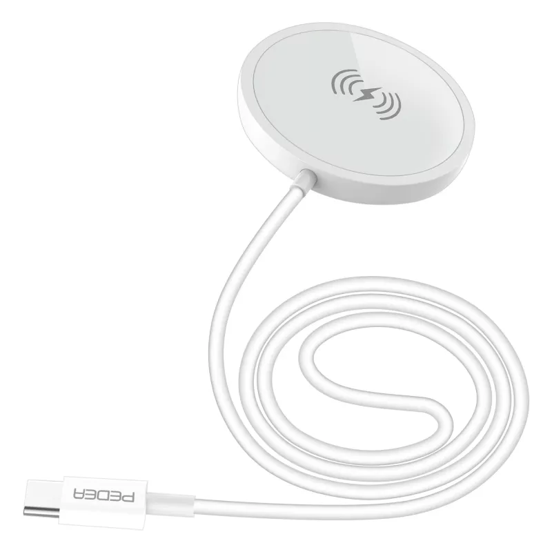 PEDEA langaton magneettinen latausalusta 15W - USB-C, hopea/valkoinen