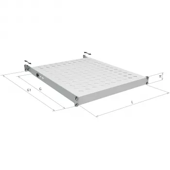 EFB Electronics 19 tuuman 1U kiinteä hylly, asennussyvyys 750-850 mm, kantavuus 120 kg, kaapin syvyys 1000 mm, RAL 7035 vaaleanharmaa