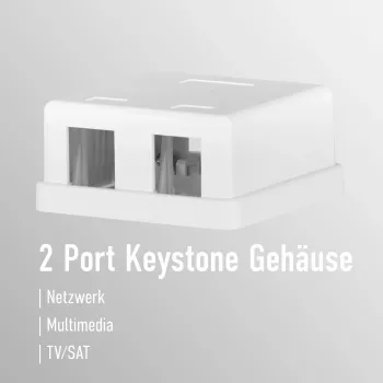 EFB Electronics Keystone-liitäntärasia, 2 porttia, pinta-asennettava, puhtaanvalkoinen, tyhjä kotelo