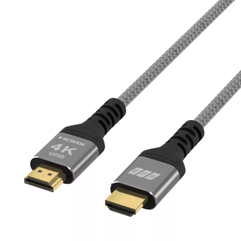 EFB HDMI 2.0 High-Speed HDMI-kaapeli Ethernetillä 10m harmaa 4K60Hz 18Gbit/s