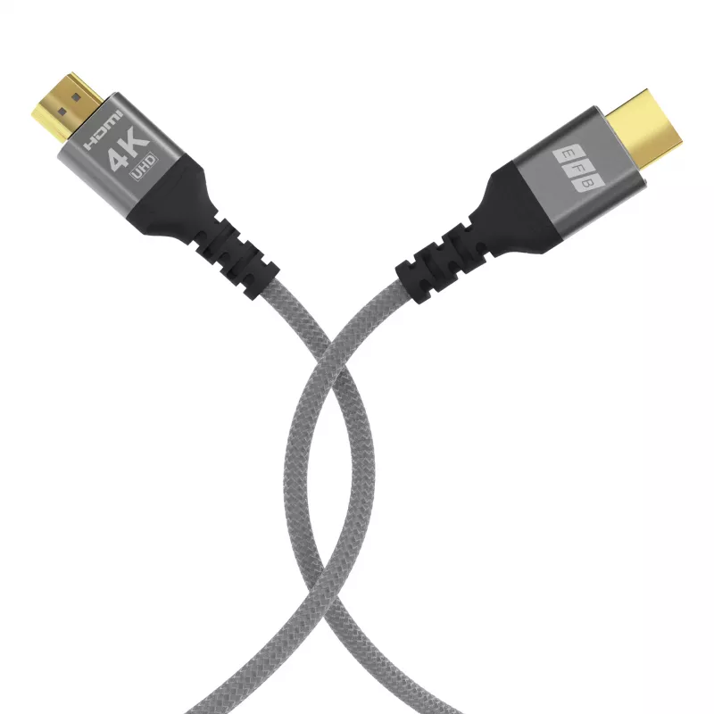 EFB HDMI 2.0 High-Speed HDMI-kaapeli Ethernetillä 10m harmaa 4K60Hz 18Gbit/s