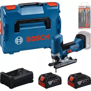 BOSCH PowerTools Akkukäyttöinen pistosahasetti 2 akulla 5,0 Ah, pikalaturilla ja pistosahanteräsarjalla L-BOXX-kotelossa (Boxed)