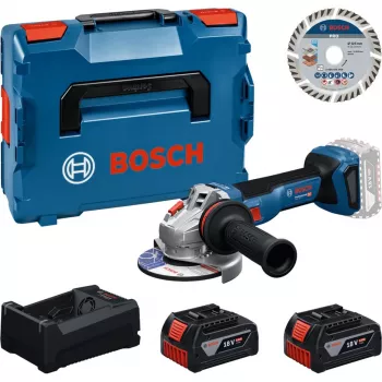 BOSCH Professional akkukulmahiomakone-sarja 18V 2x5,0Ah, katkaisulaikka 125mm, L-BOXX-laukussa