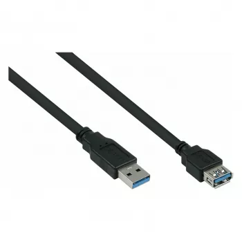 kabelmeister Alcasa UK30P-ASA-050S USB 3.0 -jatkokaapeli, USB-A uros - USB-A naaras, 5 m, musta