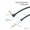 ShiverPeaks audio 3,5 mm:n jakkikaapeli, kulma/suora 0,7 m - musta