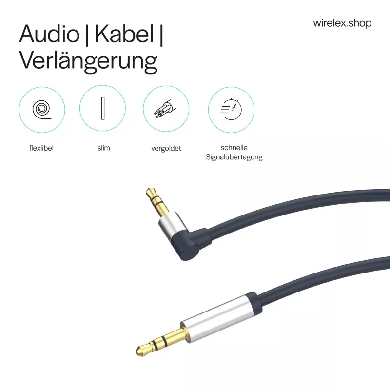 ShiverPeaks audio 3,5 mm:n jakkikaapeli, kulma/suora 0,7 m - musta