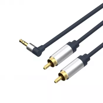 ShiverPeaks Flexline 3,5 mm:n jakkiliitin - 2x RCA audiokaapeli, kulmaliitin, 0,75 m, musta