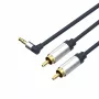 ShiverPeaks Flexline 3,5 mm:n jakkiliitin - 2x RCA audiokaapeli, kulmaliitin, 0,75 m, musta