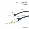 ShiverPeaks Flexline 3,5 mm:n jakkiliitin - 2x RCA audiokaapeli, kulmaliitin, 0,75 m, musta