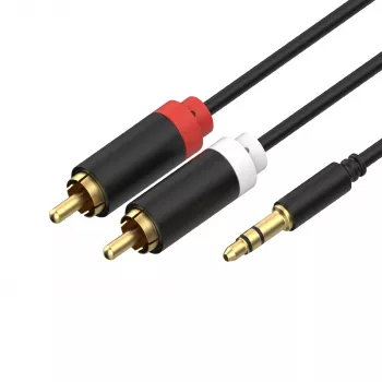 ShiverPeaks audio 3,5 mm:n jakki - 2x RCA stereo audiokaapeli 1,5 m kullattu musta