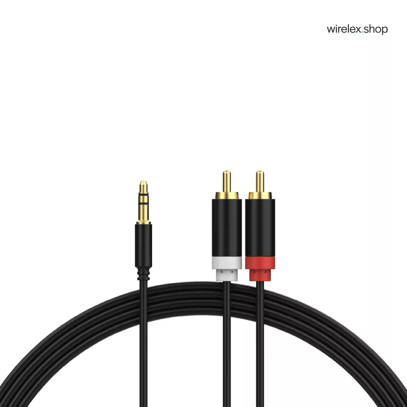 ShiverPeaks audio 3,5 mm:n jakki - 2x RCA stereo audiokaapeli 1,5 m kullattu musta