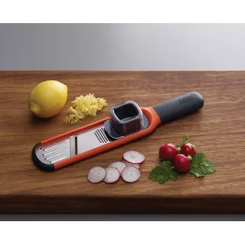 Joseph Joseph Handi-Grate 2-in-1 mini raastin & viipalointileikkuri - oranssi - ruostumaton teräs