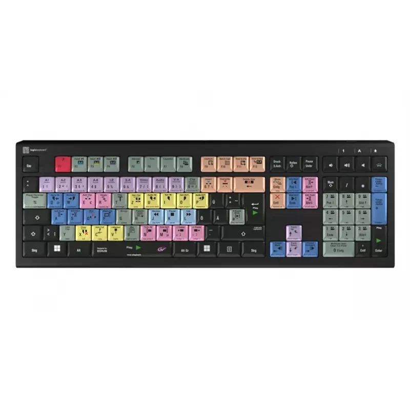 Logickeyboard LKB-EDIUS-A2PC-DE täysikokoinen (100 %) USB saksimekanisminäppäimistö QWERTZ musta
