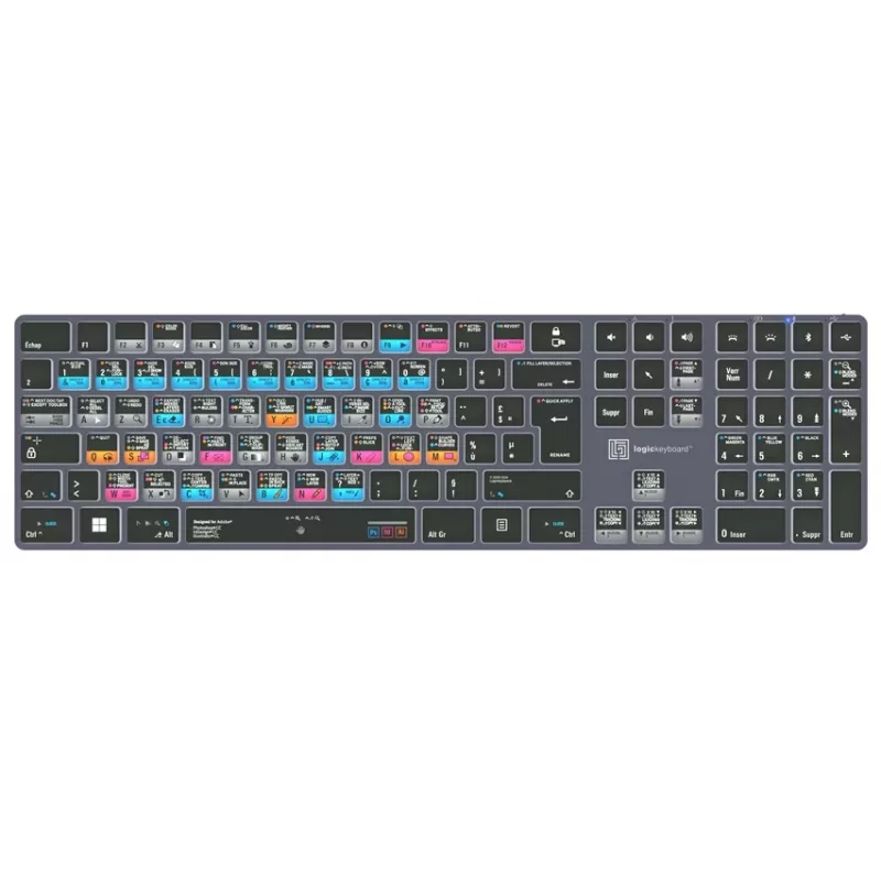 Logickeyboard Adobe Graphic Designer Titan FR PC taustavalaistu näppäimistö (ranskalainen AZERTY)