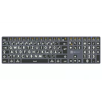 LogicKeyboard XL-Print Titan White on Black DE (Mac) - saksalainen QWERTZ-asettelu