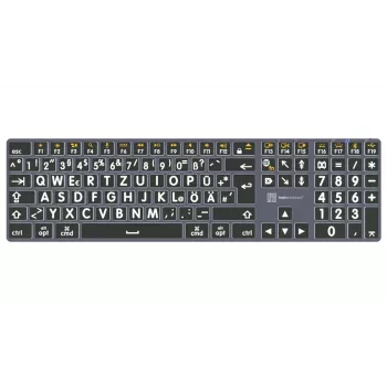 LogicKeyboard XL-Print Titan White on Black DE (Mac) - saksalainen QWERTZ-asettelu