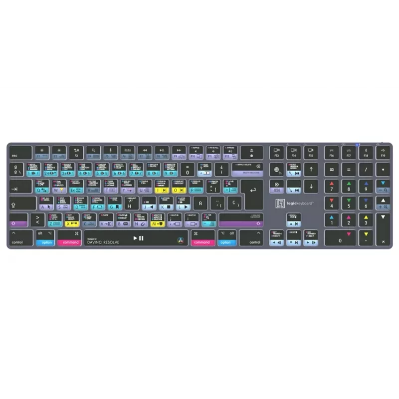 LogicKeyboard DaVinci Resolve 18 Titan SP (Mac) - erikoistunut editointinäppäimistö taustavalolla ja USB-keskittimellä