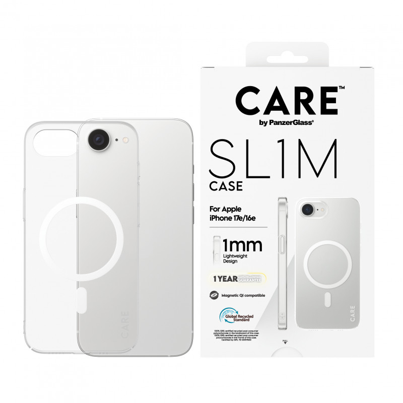CARE by PanzerGlass SL1M Case läpinäkyvä MagSafe-yhteensopiva iPhone 16e / 17e (CR59610)