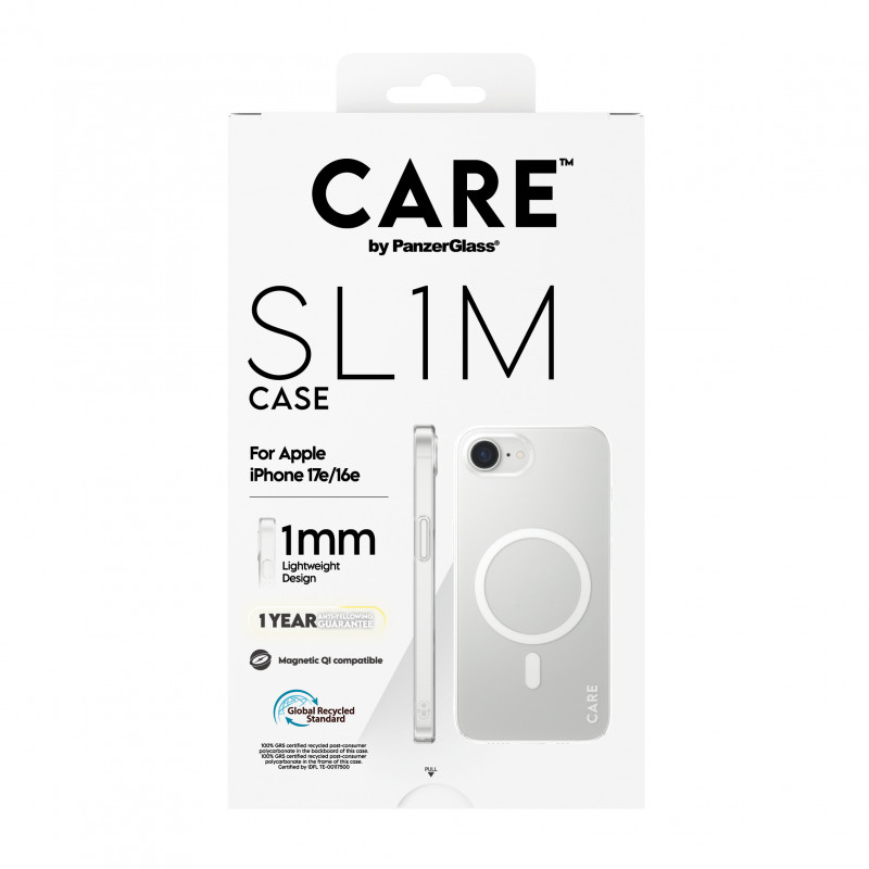 CARE by PanzerGlass SL1M Case läpinäkyvä MagSafe-yhteensopiva iPhone 16e / 17e (CR59610)