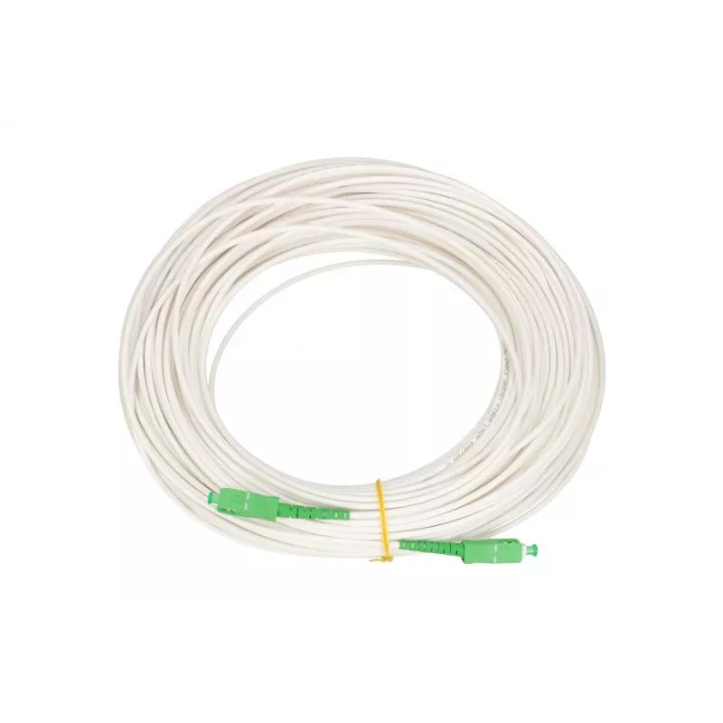 Extralink SC/APC-SC/APC -kuitukaapeli, LSOH, yksimuotokuitu, simplex, G.657A2, 3 mm, 30 m, valkoinen