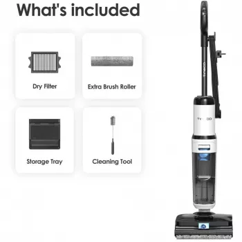 Tineco Floor One S6 Stretch Steam Plus 2-in-1 märkä-/kuivaimuri, moppi & höyrypuhdistin, akkukäyttöinen, 35 min käyttöaika, 0,8L puhtaan veden säiliö, 0,72L likaveden säiliö, itsepuhdistus, LCD-näyttö, iLoop-anturi, 180° vaakasuoraan asetettava, koville lattioille