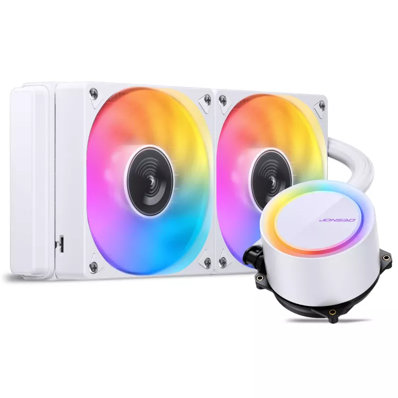 Jonsbo TG-240 AiO neste-CPU-jäähdytin, ARGB - 240mm, valkoinen