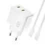Dudao A28PCEU 45W GaN USB-C -laturi 1 m USB-C-kaapelilla - valkoinen