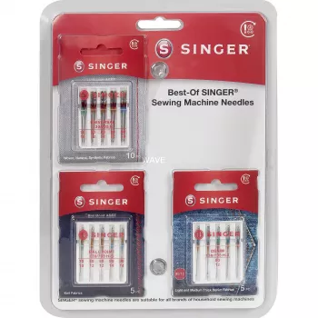 SINGER Best-Of Needles A5-pakkaus - yleisompelukoneenneulat, 5 kpl, koot 70/10, 80/12, 90/14