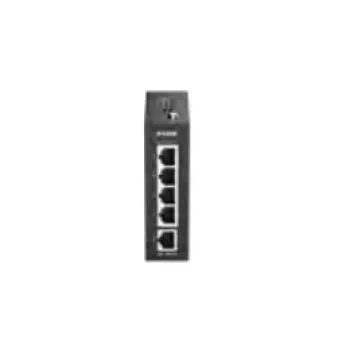 D-Link DIS-100E-05 teollisuus hallitsematon Ethernet-kytkin, 5x 10/100Base-TX, DIN-kiskoasennus, IP30