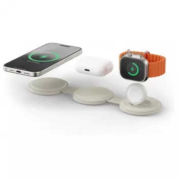 Satechi OntheGo 3-in-1 langaton laturi Qi2:lla, Sand, 15W, ST-QTG31W