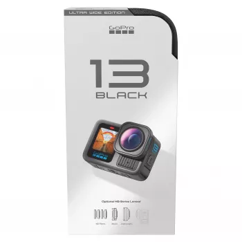GoPro HERO13 Black Ultra Wide Edition toimintakamera 4K, 5.3K, 2.7K, kosketusnäyttö, Ultra HD, vedenpitävä, GPS, pölytiivis, Bluetooth, Wi-Fi, hidastus, Full HD (CHDRB-133-RW)