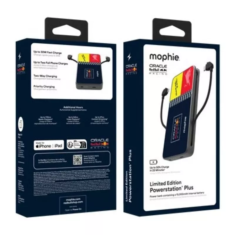 Mophie Powerstation Plus 10K Red Bull Racing 10 000 mAh varavirtalähde USB-C ja Lightning