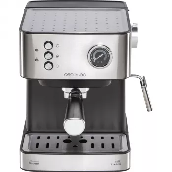 Cecotec Power Espresso 20 Matic Professionale espressokeitin, 20 bar, 850 W, 1,5 l, musta/hopea