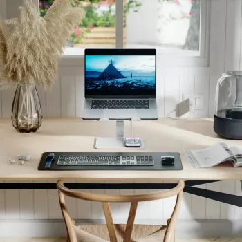ALOGIC Elite Aluminum Laptop Stand langattomalla laturilla - valkoinen