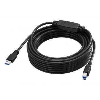 VISION 10 m USB 3.0 Active Extension Cable - Nickel-Plated Connectors - 5 Gbps - USB A - USB B - musta