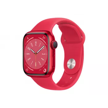 Apple Watch Series 8 (GPS) - (PRODUCT)RED - 41 mm - Punainen alumiini - Älykello sport-vyöllä - Fluorelastomeeri - Punainen - Vakio vyökoko - 32 GB - Wi-Fi, Bluetooth - 32 g (MNP73FD/A)