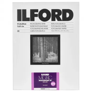 ILFORD MG RC Deluxe 18x24 cm kiiltävä vaihteleva kontrasti mustavalkoinen paperi, 25 arkkia