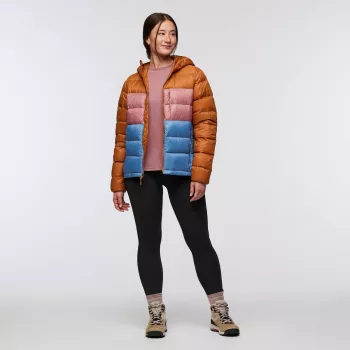 Cotopaxi Fuego Max Down Hooded Jacket naisten - Sienna/Fjord - koko Small