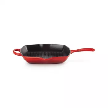Le Creuset valurautainen grillipannu, neliömäinen, 26 cm, kirsikanpunainen