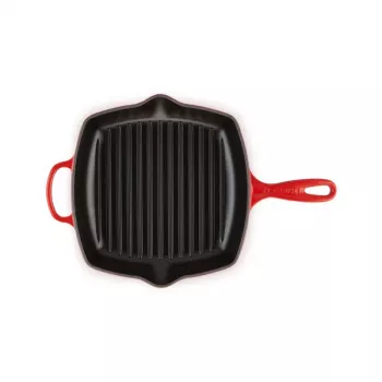 Le Creuset valurautainen grillipannu, neliömäinen, 26 cm, kirsikanpunainen