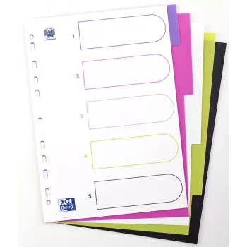 Oxford myColour välilehdet A4 täysikoko tyhjä 5-osainen värit lajiteltu