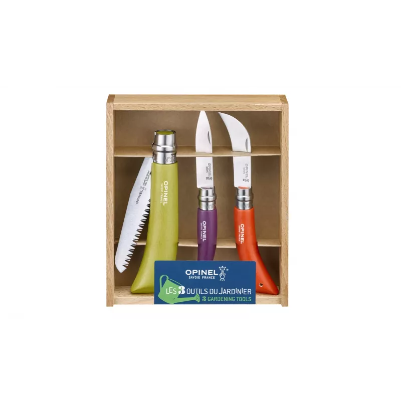 OPINEL Coloured Gardener Box 3 puutarhatyökalua